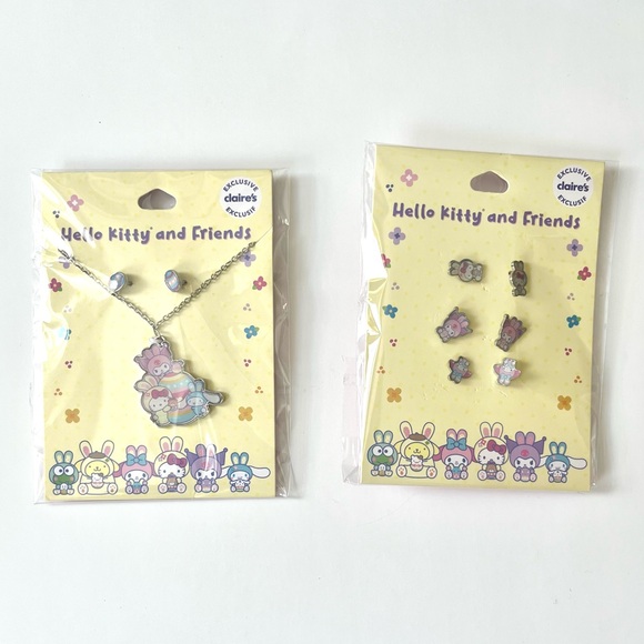 🎉🆕 hello kitty & friends easter egg necklace & 4 pairs of hello kitty earrings - Picture 5 of 11